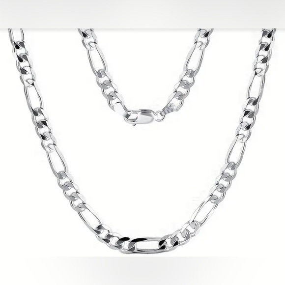 🥀Silver Plated Copper Core Figaro Chain Necklace - Picture 1 of 7